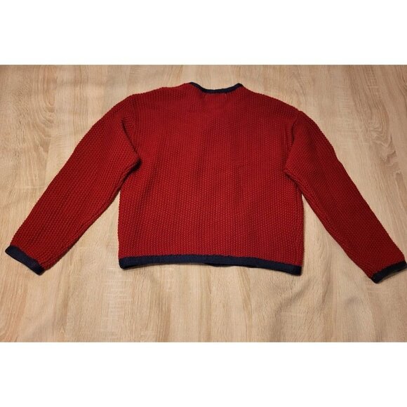 All Week Long Red Sweater Cardigan Sz M Heavyweight Career Wear 100% Wool - Picture 3 of 7